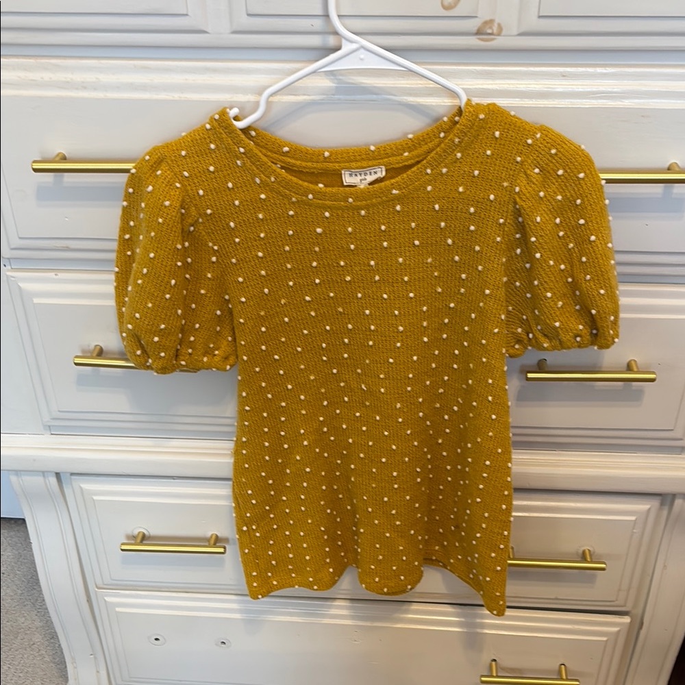 Hayden Girls Mustard Puff Sleeve Blouse